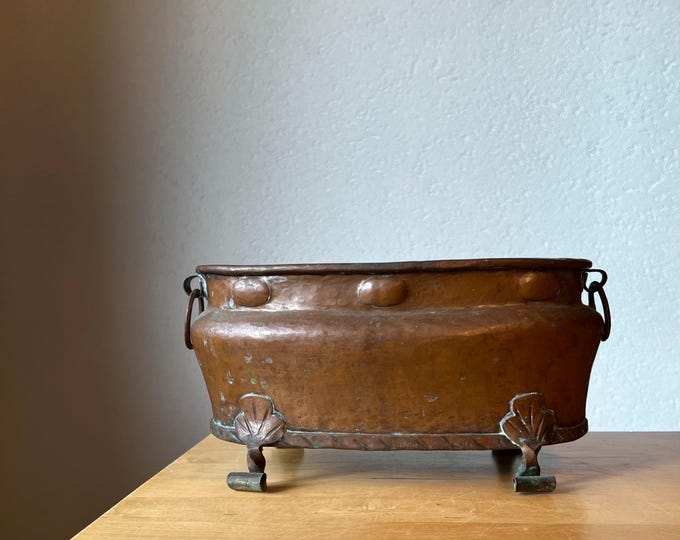 Footed Copper Planter Indoor Garden