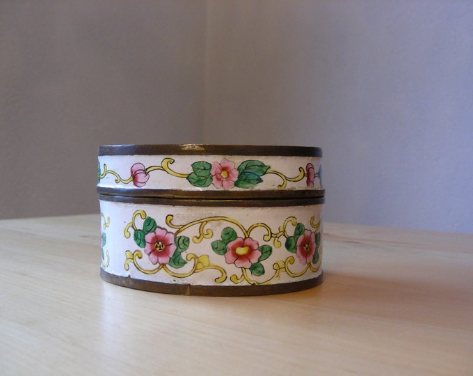 Enamel box with brass fittings