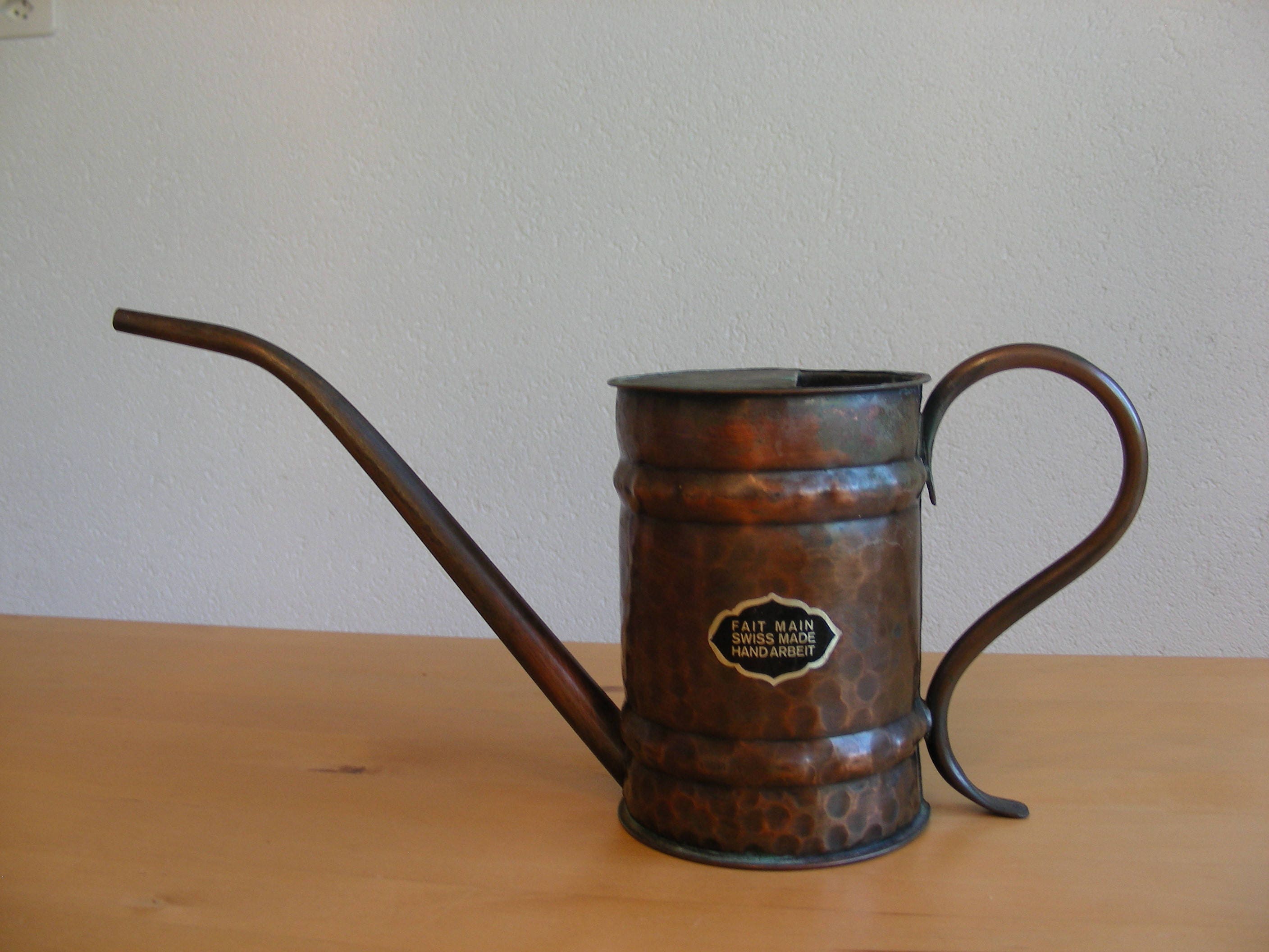 Vintage copper watering can, handmade in Switzerland