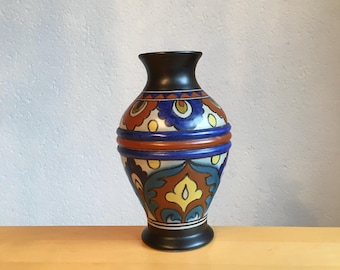 Antique Gouda Chardon Pattern Vase Art Deco Pottery Holland