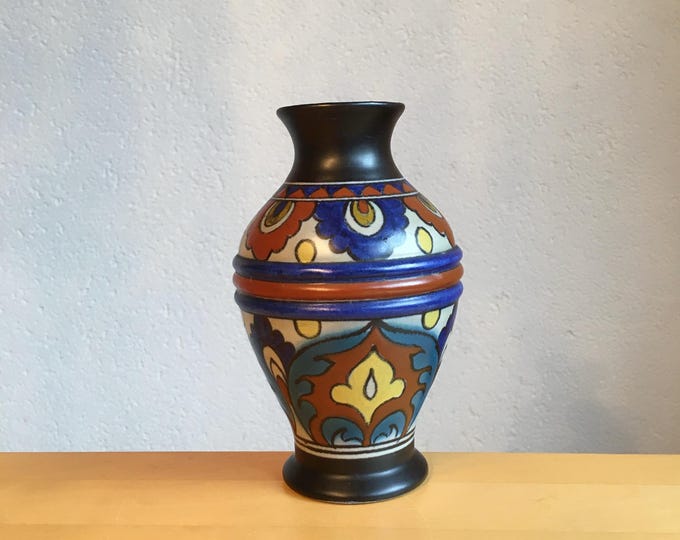 Antique Gouda Chardon Pattern Vase Art Deco Pottery Holland