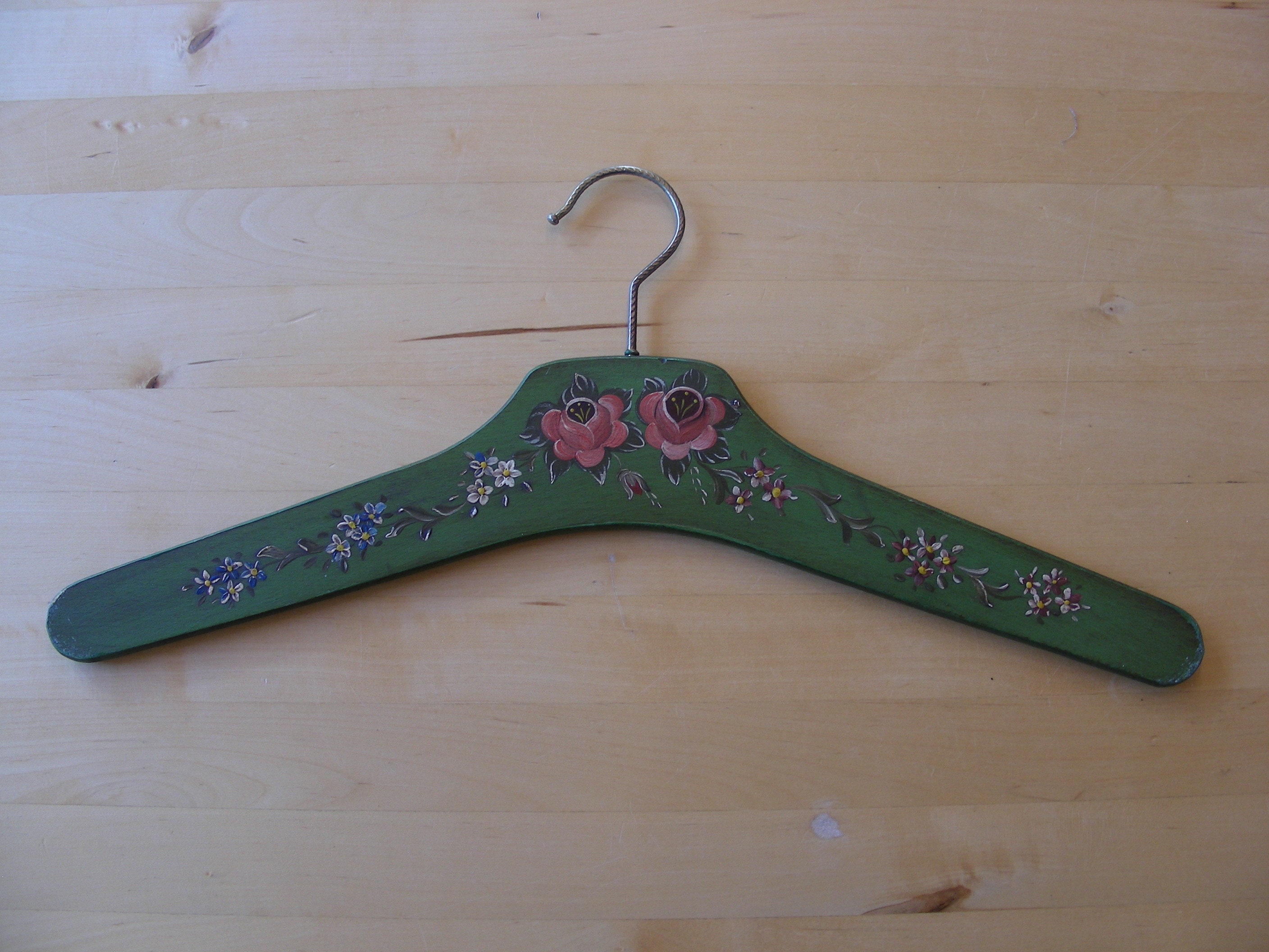 Hand painted wooden hanger, vintage