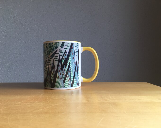 Abstract Mountain Landscape Mug with Color Inside