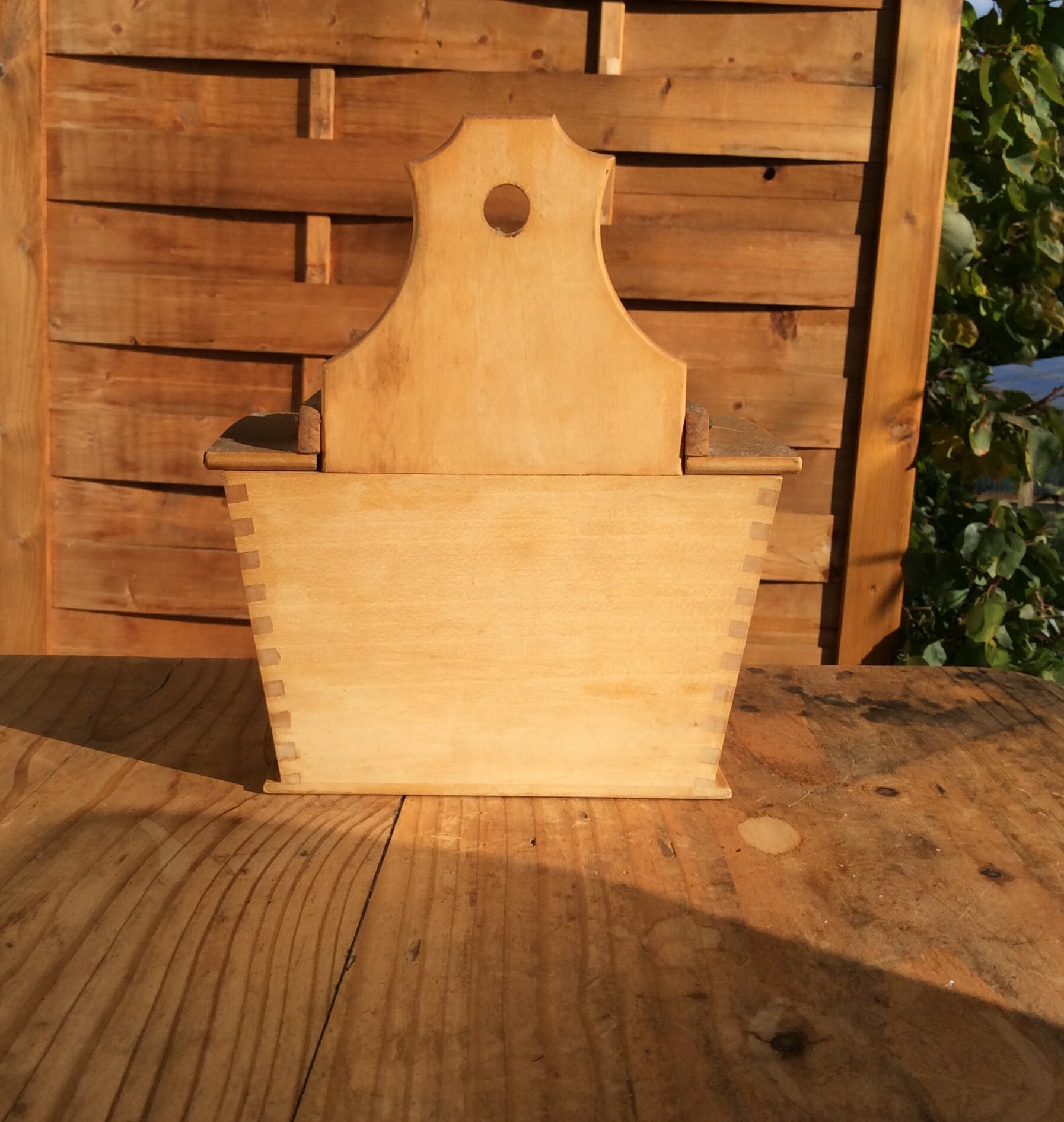 Onion box, vintage wood onion storage, hangable