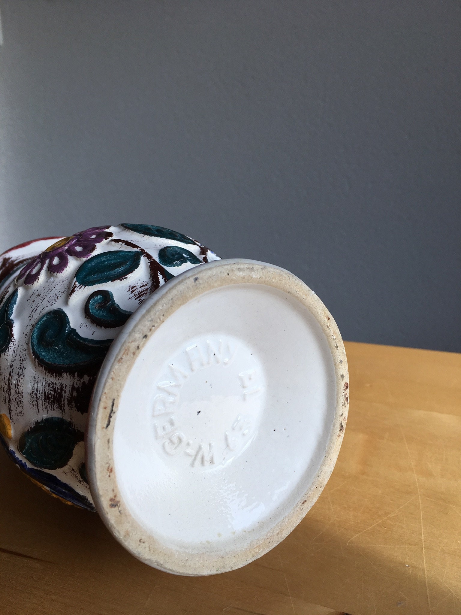 Bay Keramik vase, west German pottery 63 17, colorful vase