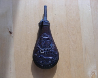 Vintage copper powder horn, flask