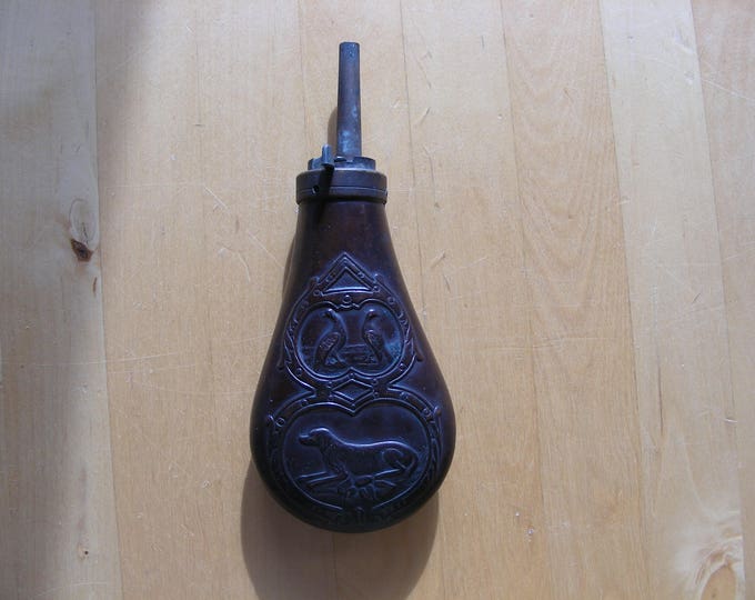 copper powder horn, flask