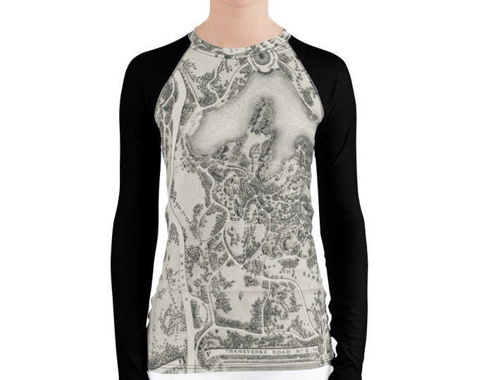 Antique Central Park Map 1873 Women's Rash Guard