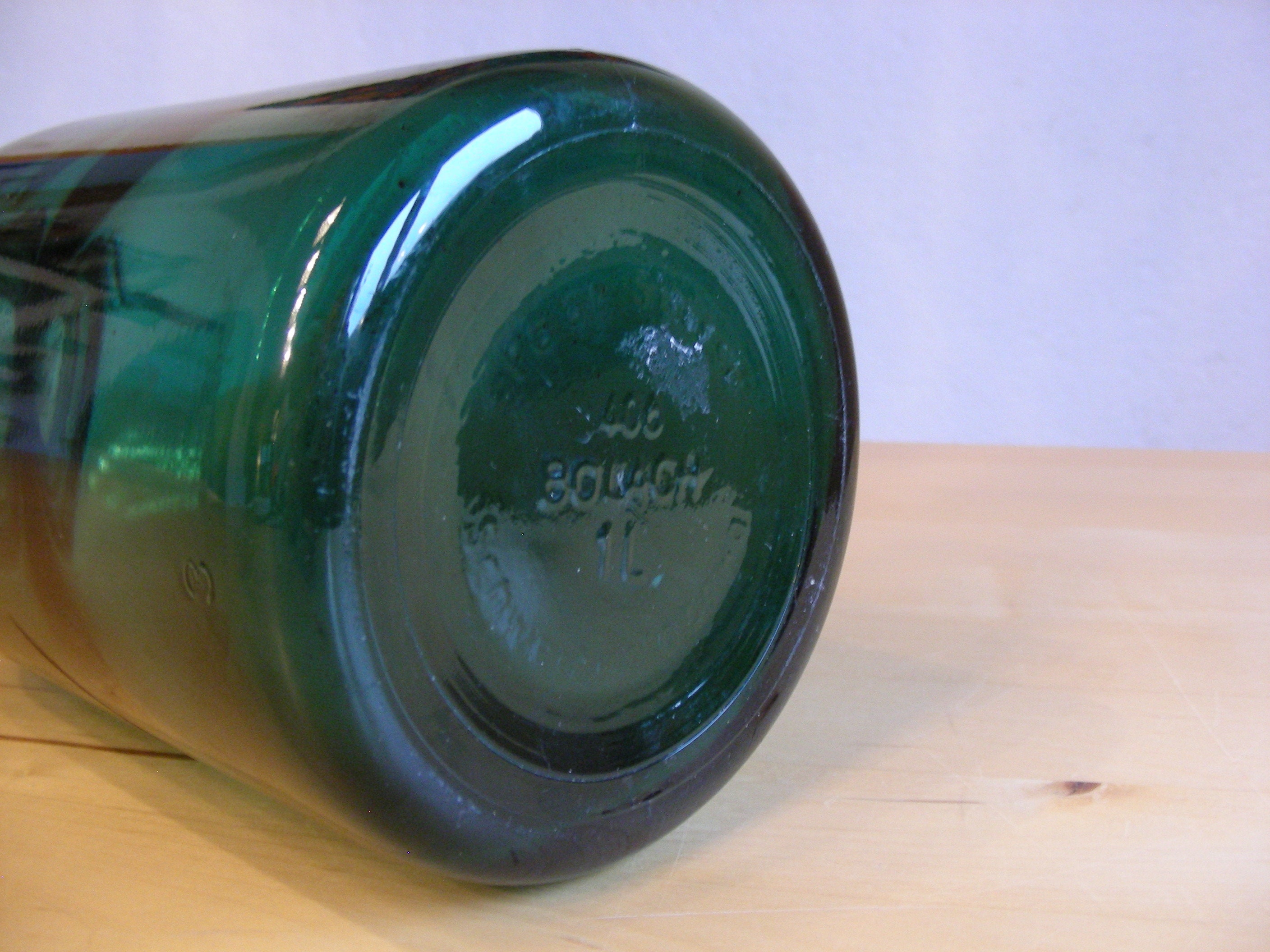 1 liter, green, glass, Bulach canning jar, made in Switzerland