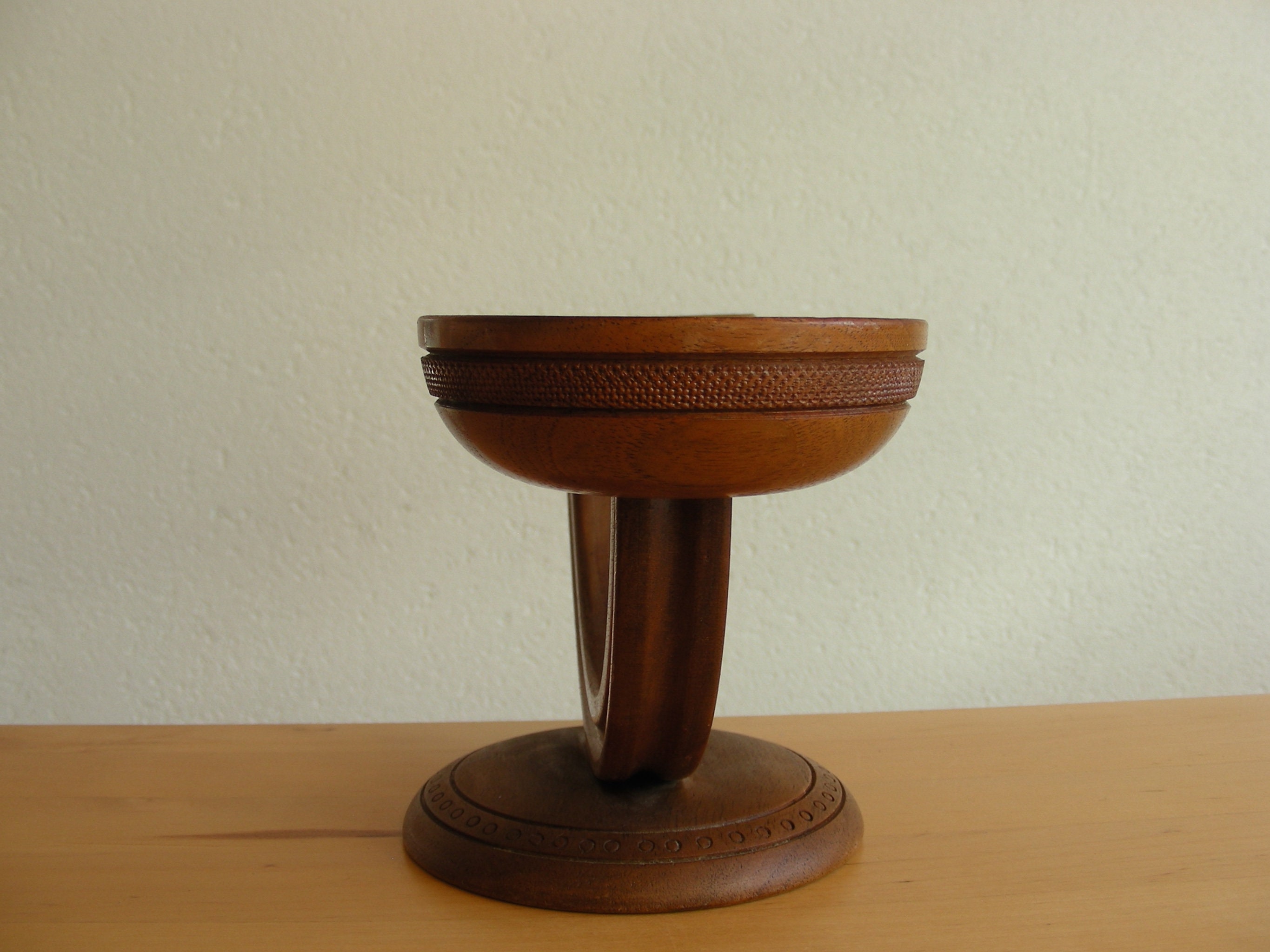 Vintage wood double candle stand, candelabra