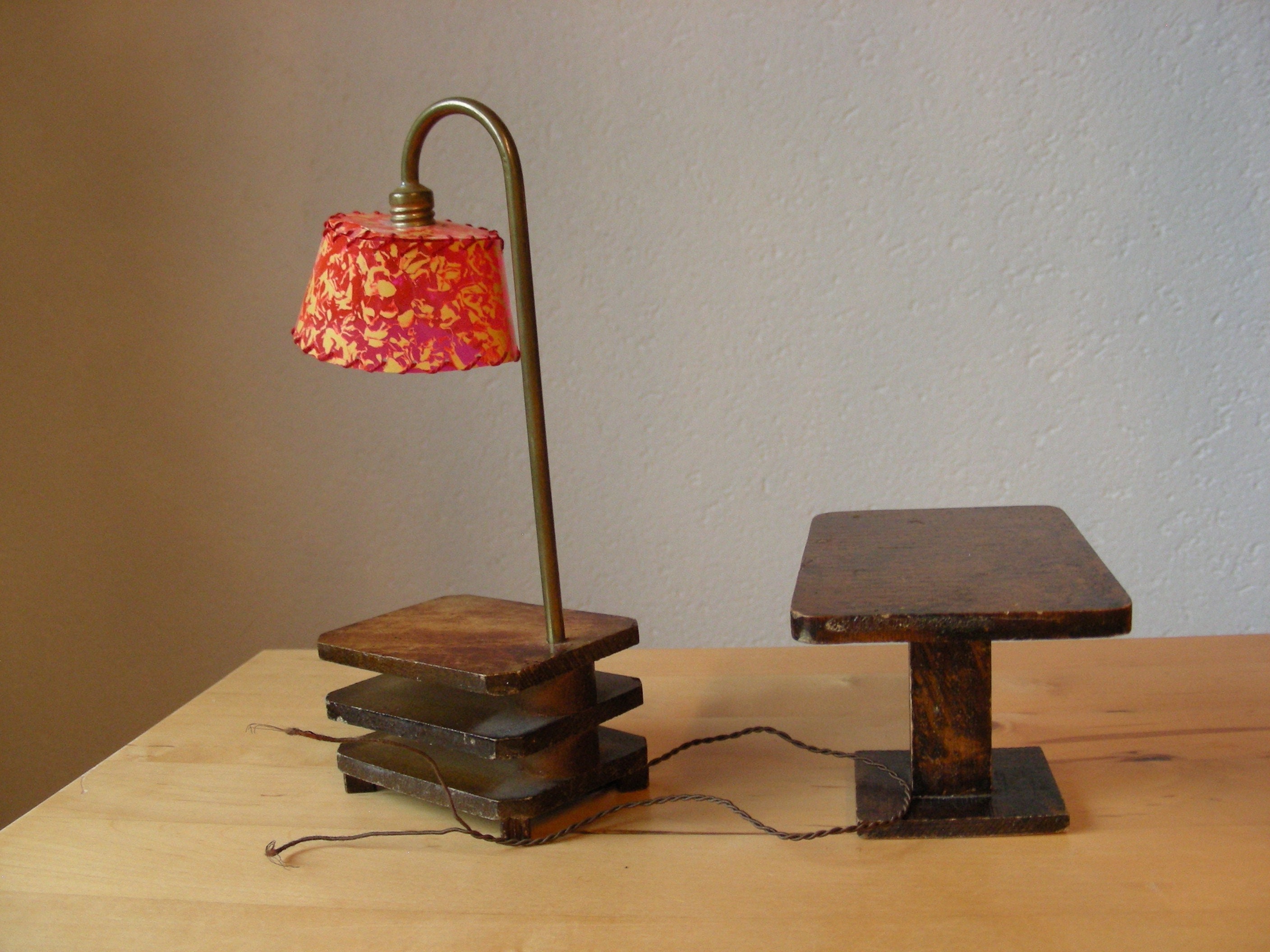 Mid century dollhouse lamp and table Etsy