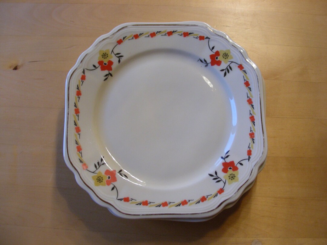 4 Oscar Schaller and Co Vintage Dessert Plates Etsy