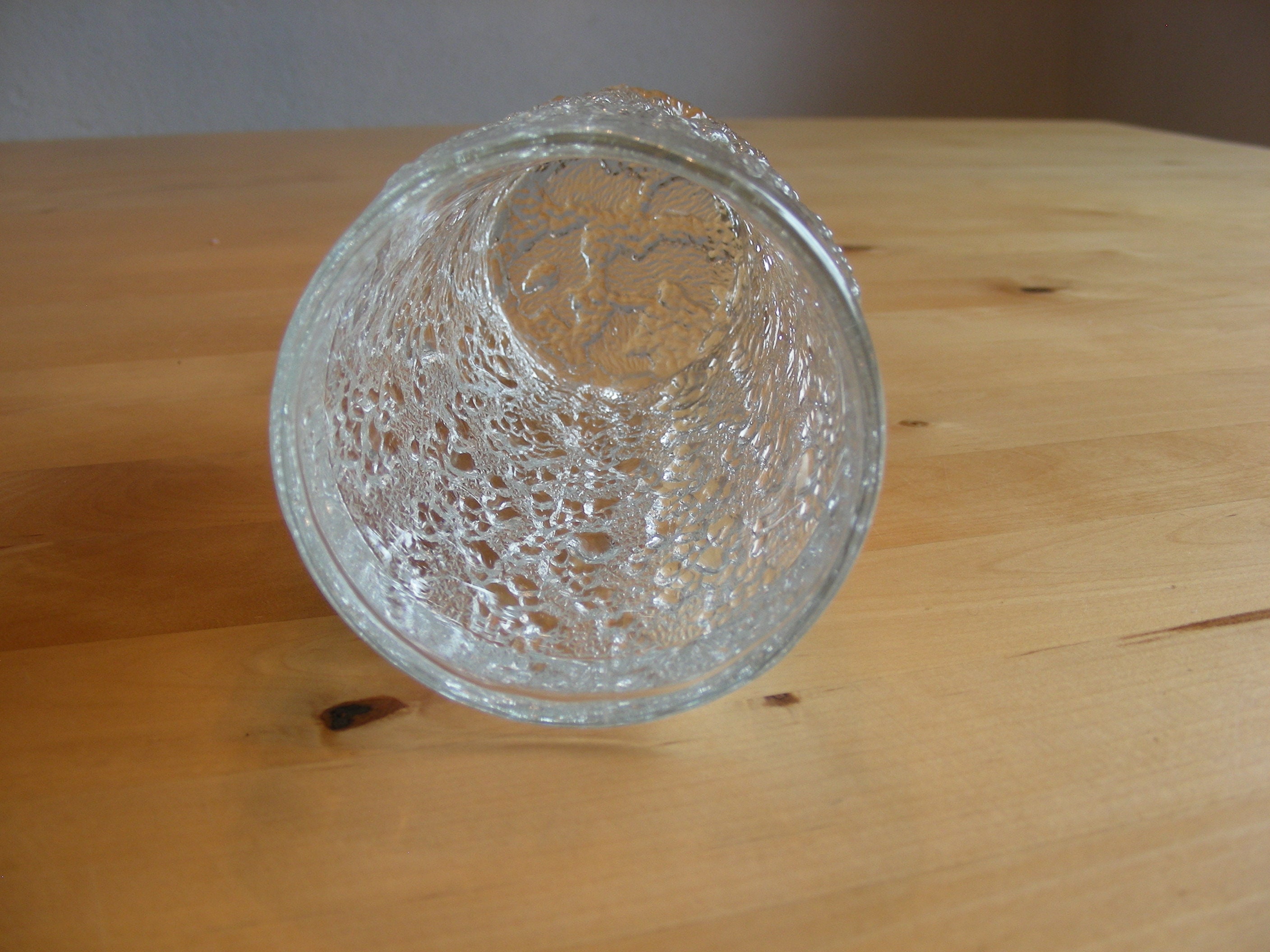 Vintage bark vase, drinking glass, clear