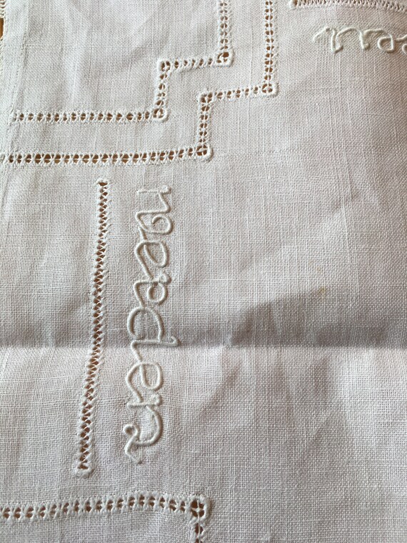 Vintage Brides Handkerchief, Embroidered Linen We… - image 4