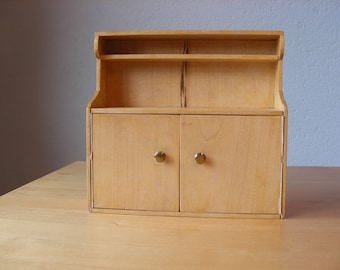 Vintage dollhouse sideboard, hutch with accessories