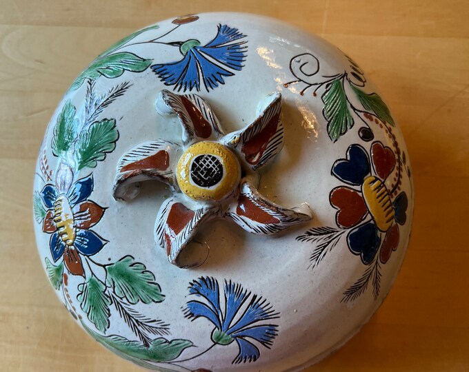 Covered Trinket Bowl Swiss Majolica Early 20th Century
