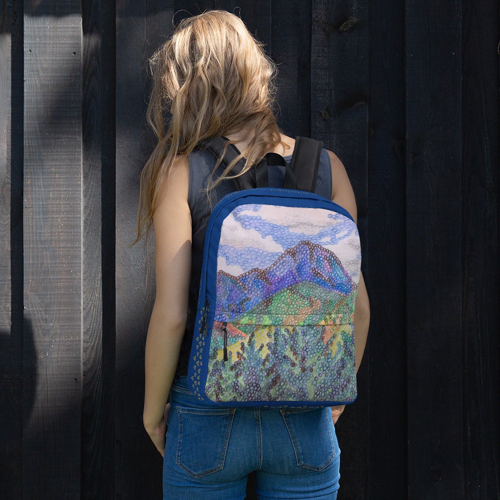 Swiss Alps Impressionist Backpack, mountain backpack, peaceful colours
