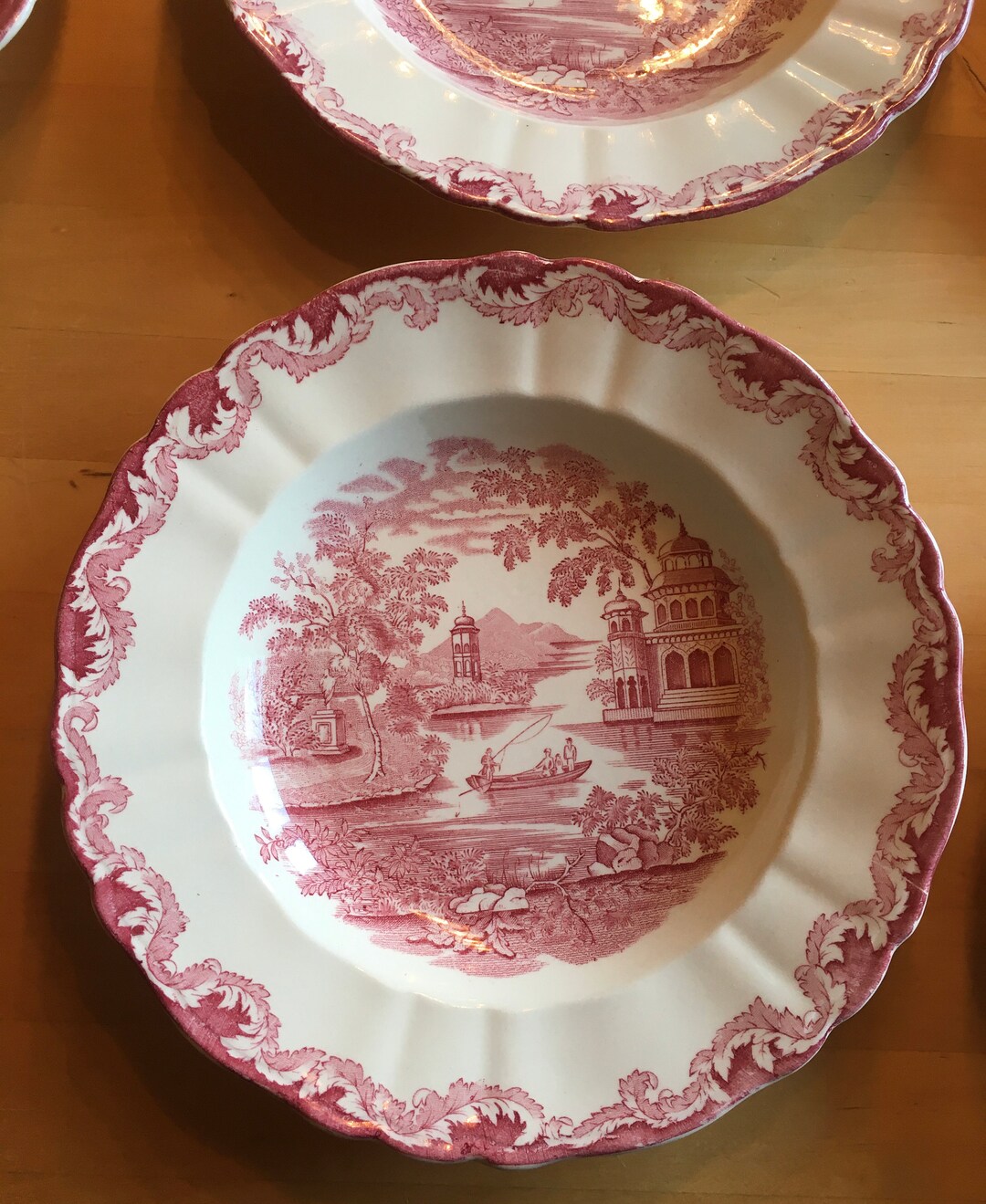 Set of 7 Bengali Rörstrand Deep Plates Shallow Bowls Red Transfer Ware Made in Sweden Etsy