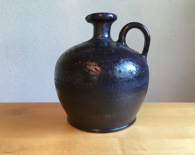 Vintage Jug MCM Pottery Deep Blue Vase