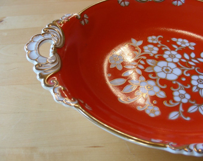 Königlich Tettau Decorative Bowl Carnelian and White German Porcelain