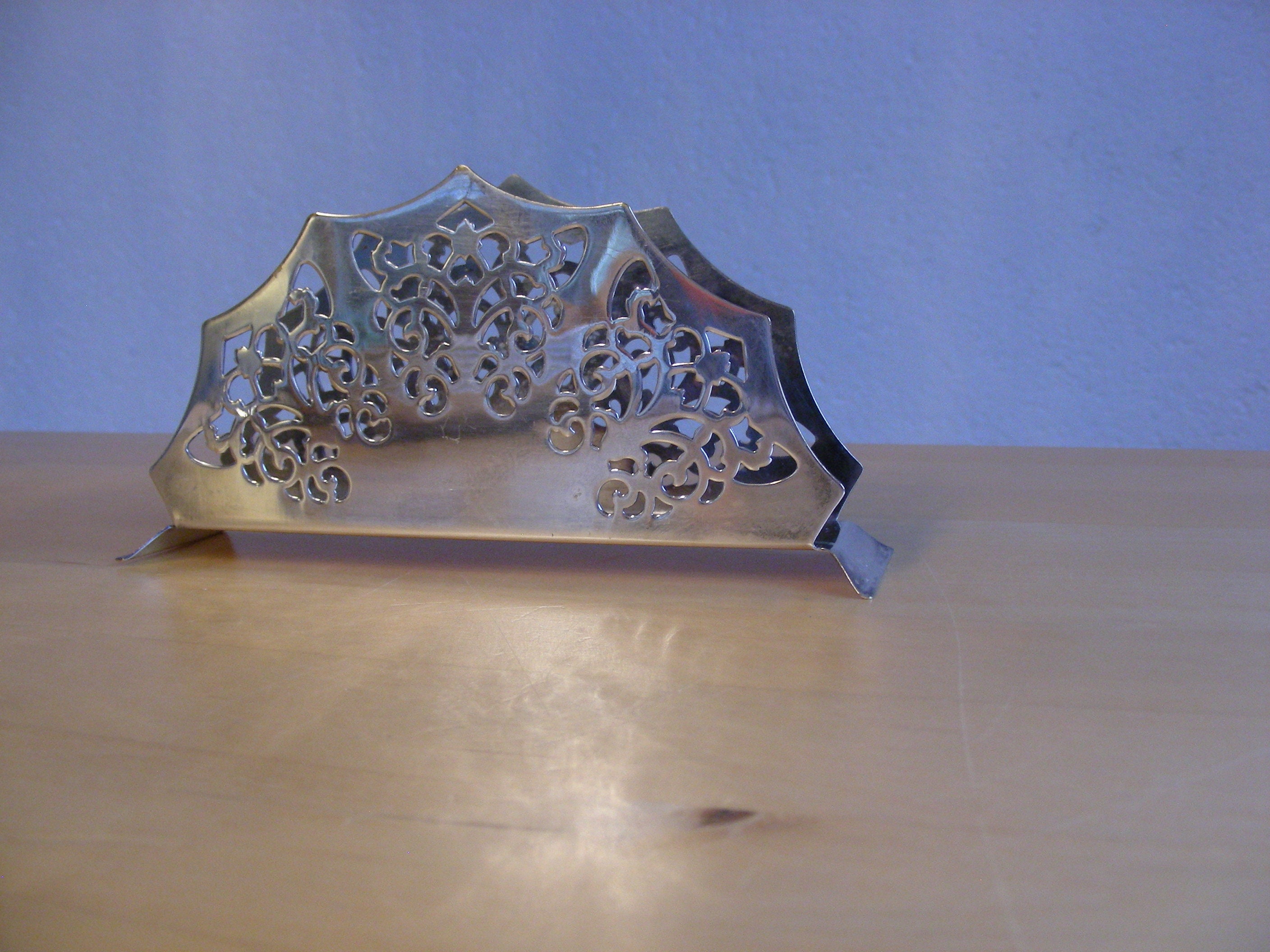 Silver plated napkin holder, mid century