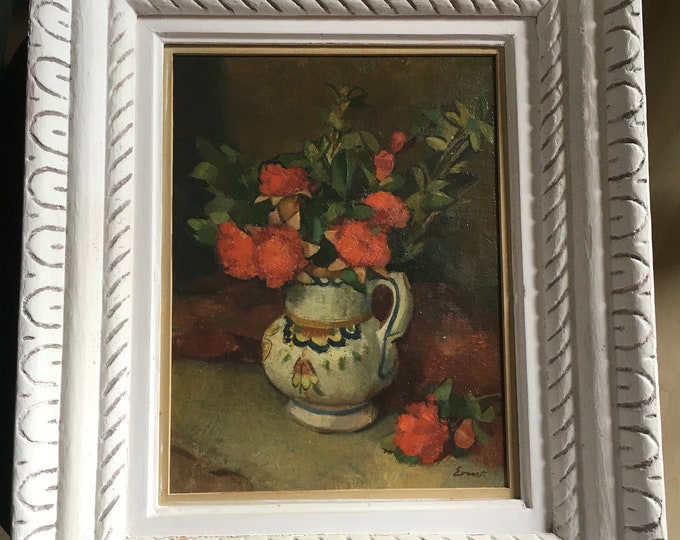 Original Oil Painting Otto Karl Ernst Still Life With Flowers Maximalist