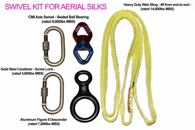 Low Stretch Aerial Silk Kits Solid Colors image 9