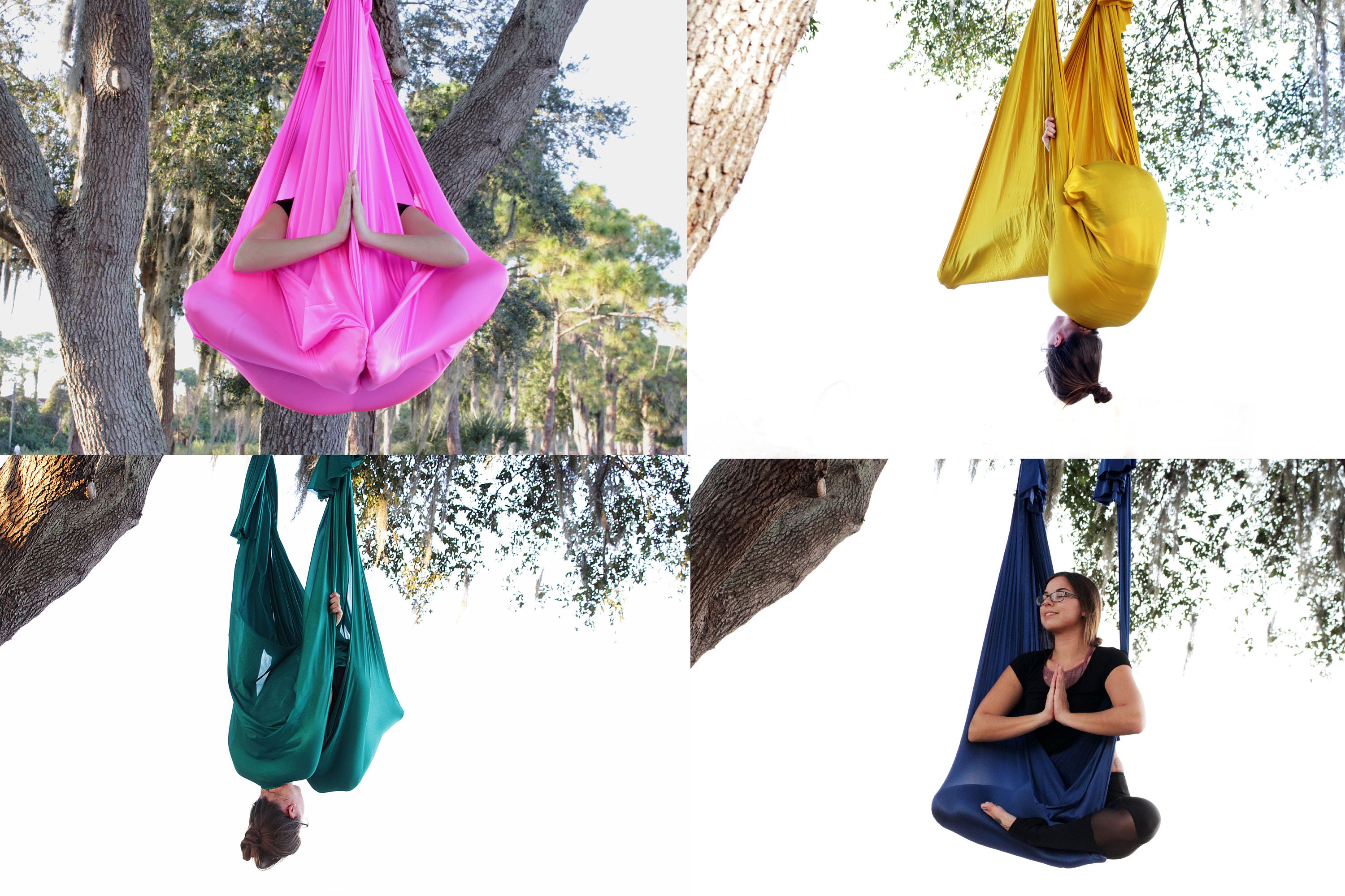 Aerial Silks Yoga Swing Set Equipment - 9 Yards Aerial Yoga Hammock kit,  Low-stretch fabrics for Beginner Dance, Full Accessories