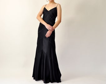 Long Silk Dress, Simple Black Dress, Silk Maxi Dress, Vintage Silk Dress, Silk Evening Gown, Full Length Sleeveless Dress, Silk Slip Dress