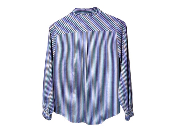 Striped Prairie Blouse Vintage Puff Sleeve 70s 80… - image 4