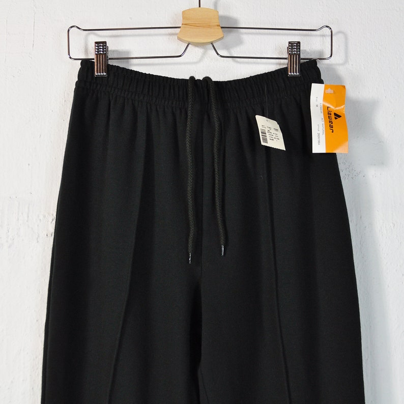 Vintage High Rise High Waist Tapered Leg Casual Loose Baggy Oversize Leisure Simple Minimal Black Stirrup Pants 90s Drawstring Sweatpants