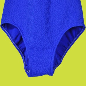Vintage 90s Swimsuit, One Piece Bathing Suit, Cobalt Blue Textured High Cut Neon Leotard, Spring Summer Tank Top, Vtg 1990s Swimsuit image 3