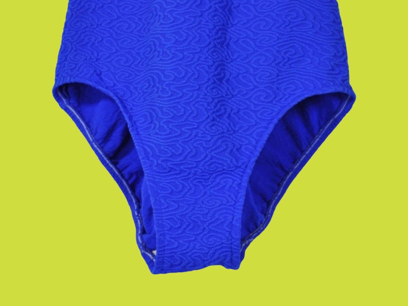 Vintage 90s Swimsuit, One Piece Bathing Suit, Cobalt Blue Textured High Cut Neon Leotard, Spring Summer Tank Top, Vtg 1990s Swimsuit image 3