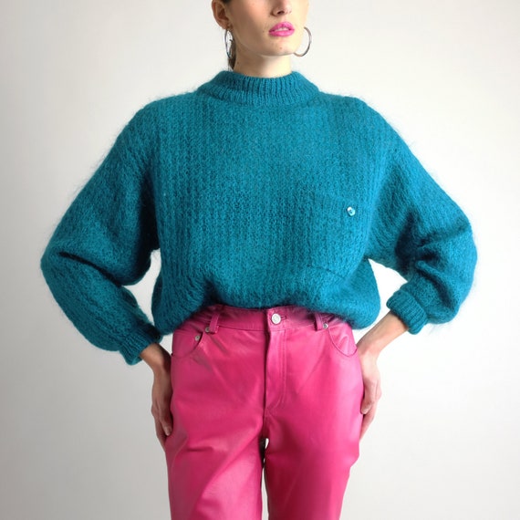 Cropped Mohair Sweater, Vintage 90s Oversized Fuzz