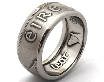 Irish Half Crown Coin Ring - Ireland - Éire - Size 7-13 US