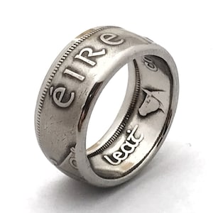 Irish Half Crown Coin Ring - Ireland - Éire - Size 7-13 US