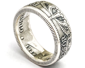 Coin Ring Sweden - 2 Kronor Swedish Silver Coin Ring - Konungariket Sverige - Suecia - Myntringar