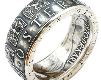 Austria Coin Ring - Österreichischer Männer Silberring ab 50 Schilling - Ringe von Münzen - Österreich - Österreichisch Ring - Silber 900