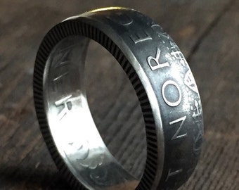 Norwegian Coin Ring - Norway 5 Kroner coin rings - Kongeriket Noreg - Norge - Norsk ring av mynten