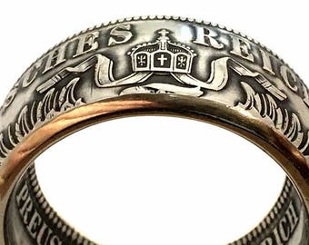 Anillo de moneda de plata del Imperio Alemán - 5 marcos - Funf Mark - Deutschland - Deutsches Reich - Prusia