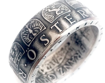 Coin Ring Austria - Österreichischer Ring aus Silber 25 Schilling - Ringe von Coins - Österreich - Österreichisch Ring der Münze - Schmuck