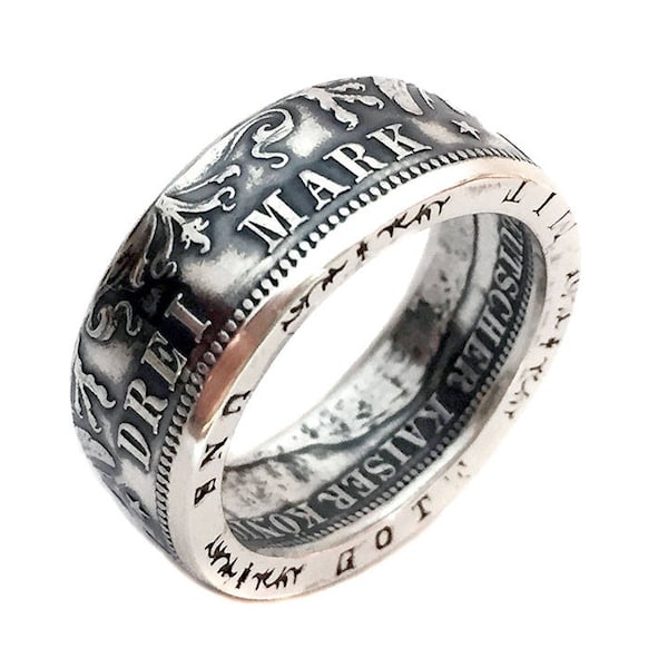 Drei Mark Coin Ring - German Empire Silver 3 Marks - Deutschland - Deutsches Reich - Prussia - VIP coin ring - Luxury Jewelry