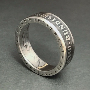 German Coin Ring, Germany 5 Mark, Size 7-13US. Bundesrepublik Deutschland - Great for gift - Ringe von Münzen - 5 DM Münze