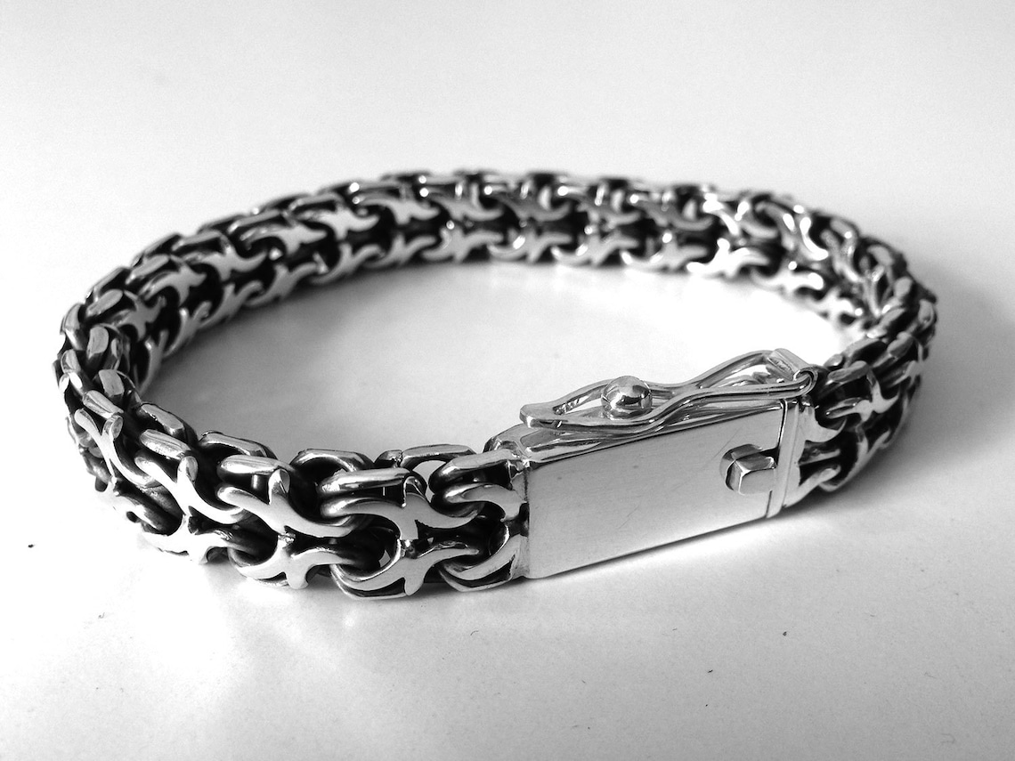 Men's Silver Bracelet 925 Sterling Silver. Big Heavy Etsy