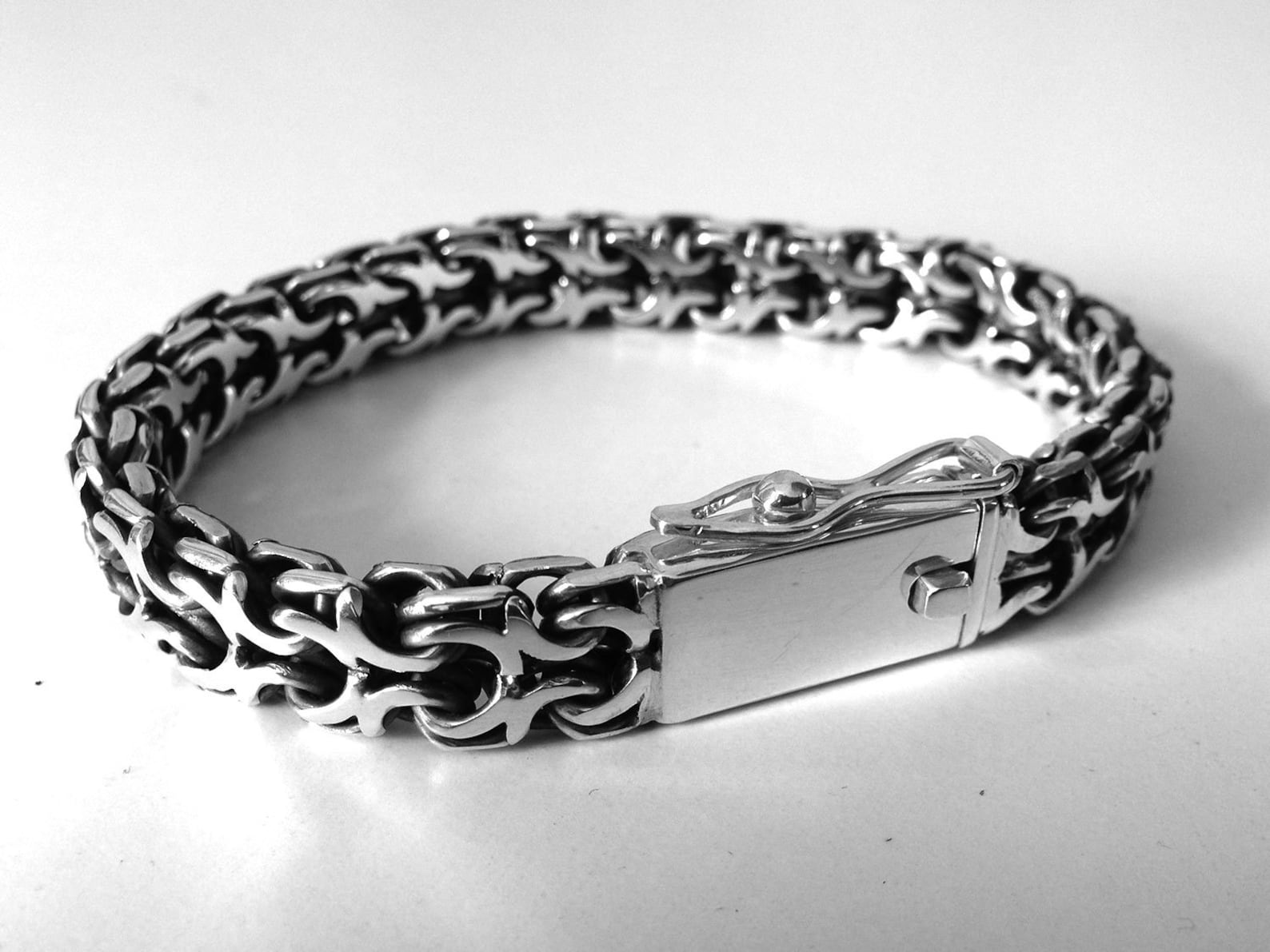 Men's Silver Bracelet 925 Sterling Silver. Big Heavy Etsy