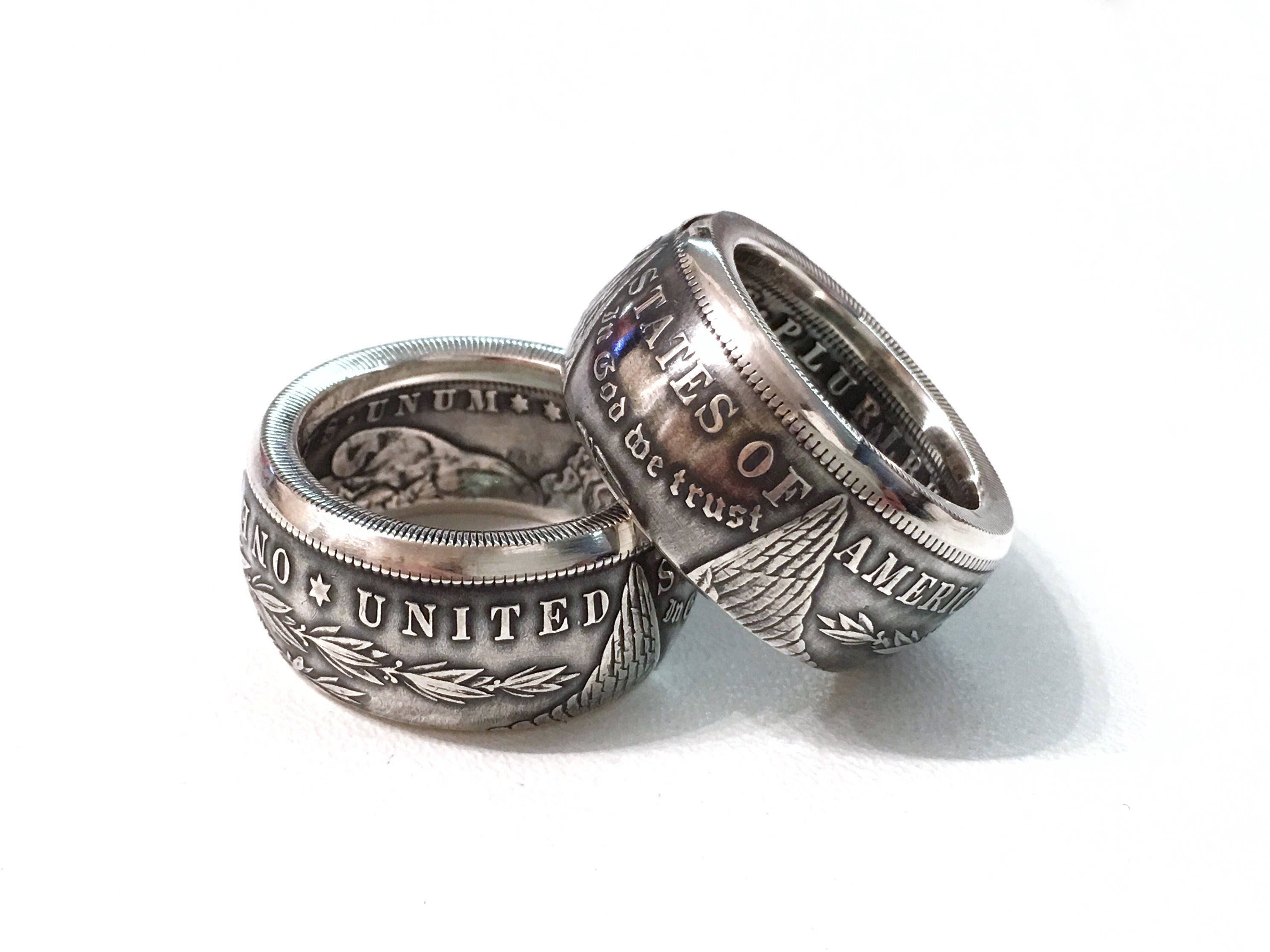 DOLLAR Coin Ring Mens Silver Ring One Dollar Etsy