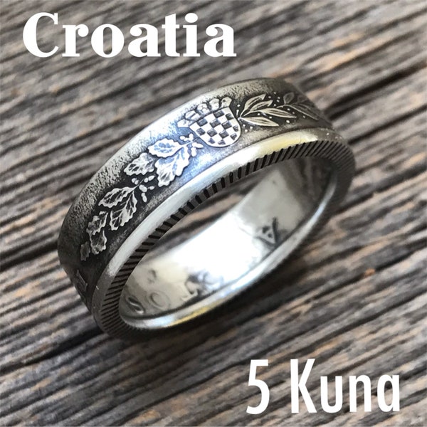 Croatia Coin Ring. Made of Croatian 5 Kuna coin. Republika Hrvatska. Great as a souvenir or unique gift!