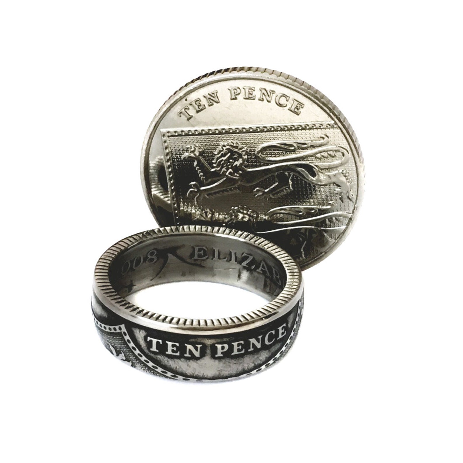 British Souvenir Coin Ring Made From 10p Ten Pence Ten Etsy