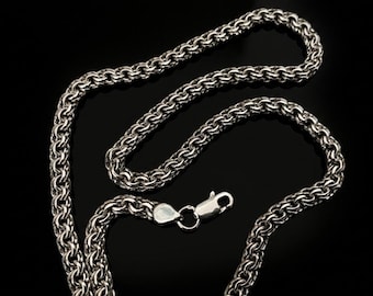 925 Sterling Silver Bismarck Chain 56 cm (22”) | Handmade Solid Silver Necklace 38 g | Heavy Men’s Chain Gift
