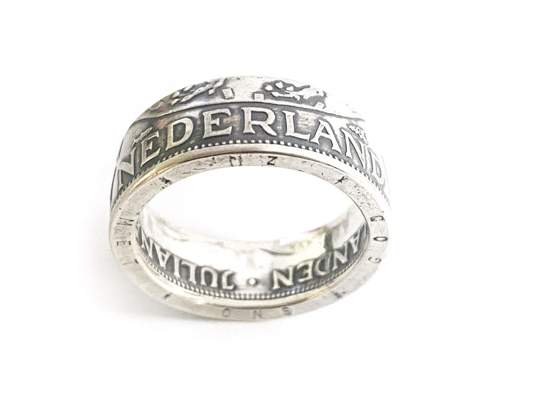 Dutch Silver Guilder Coin Ring, the Netherlands 1963, Size 11 US (65 EU ...